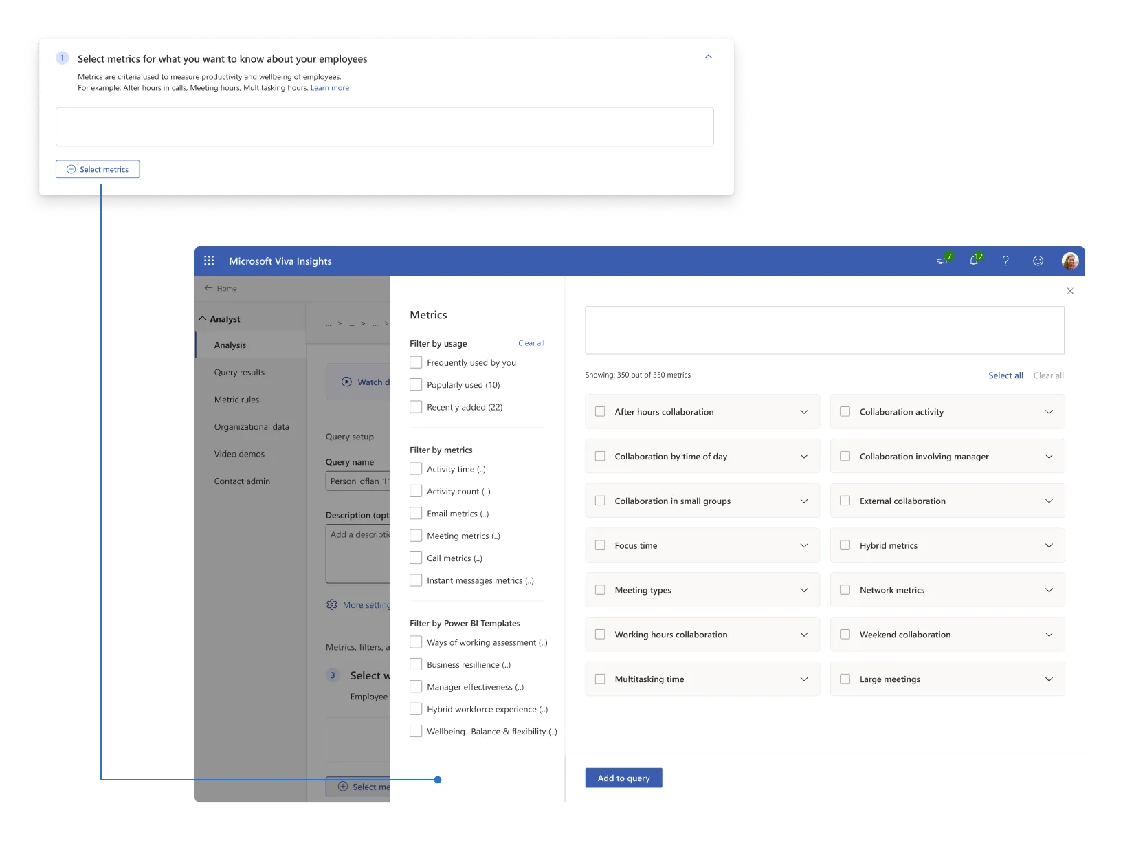 Selecting metrics image