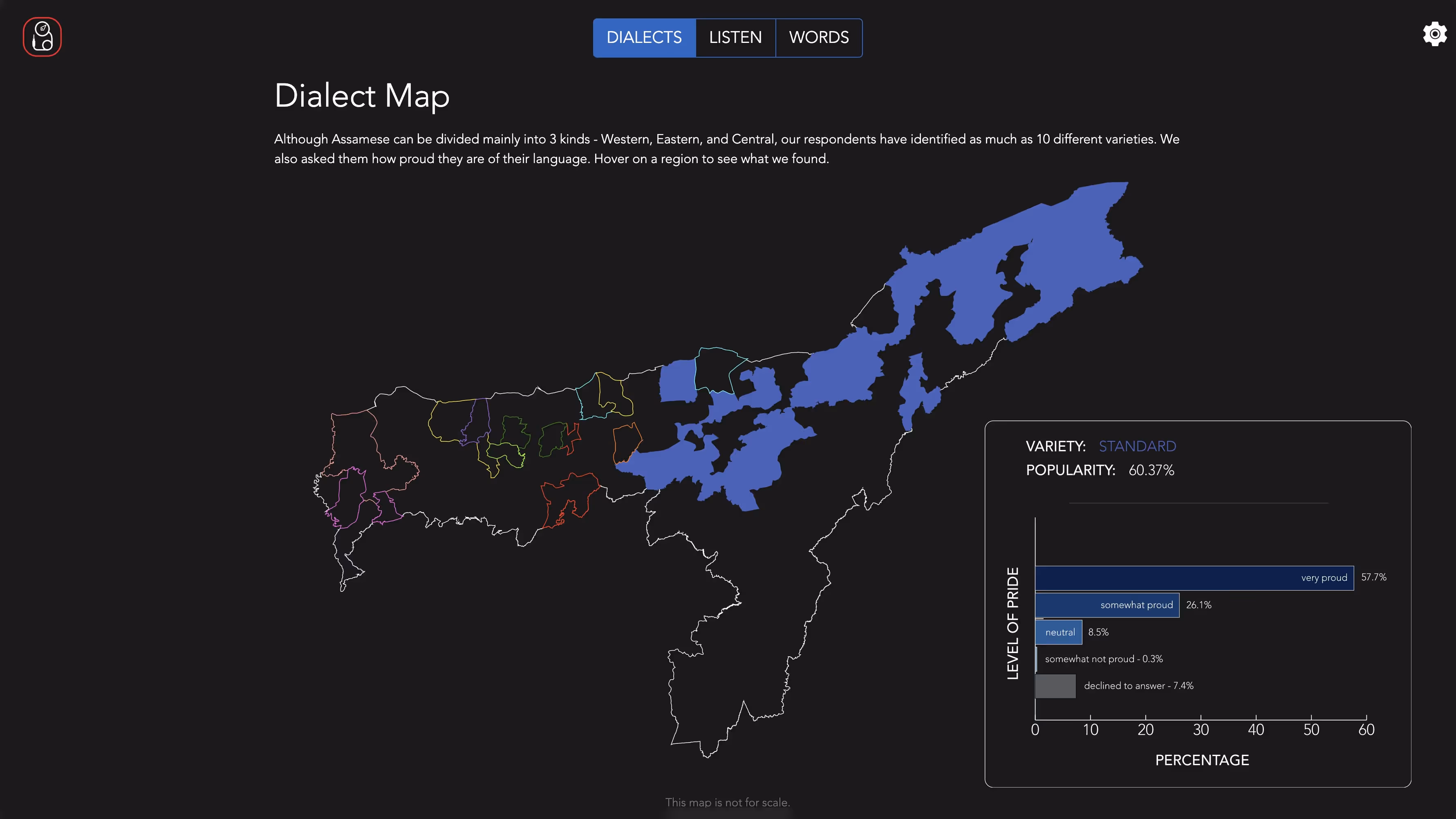 Dialects map in Ishan Dhvani