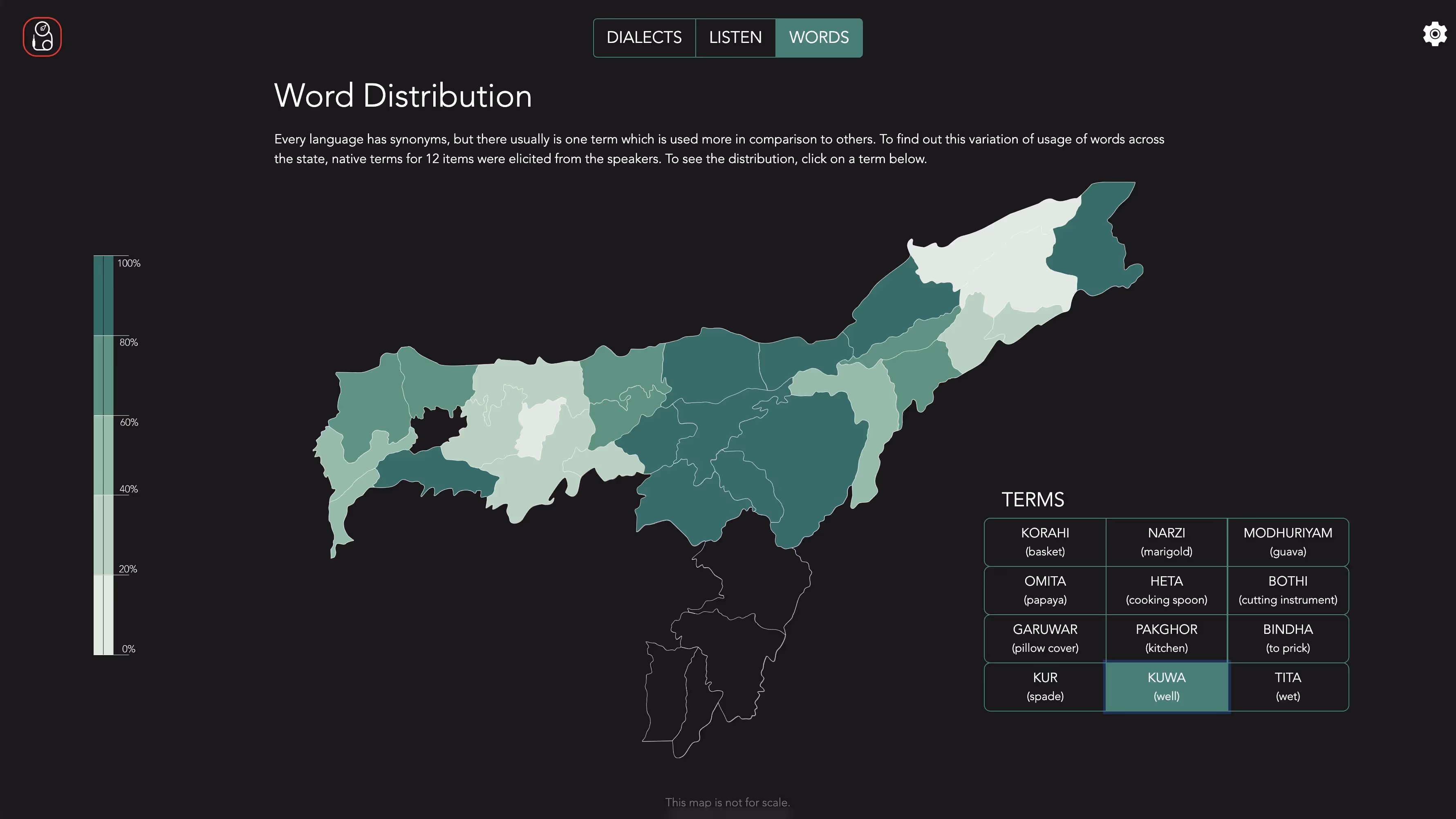 Word distribution in Ishan Dhvani