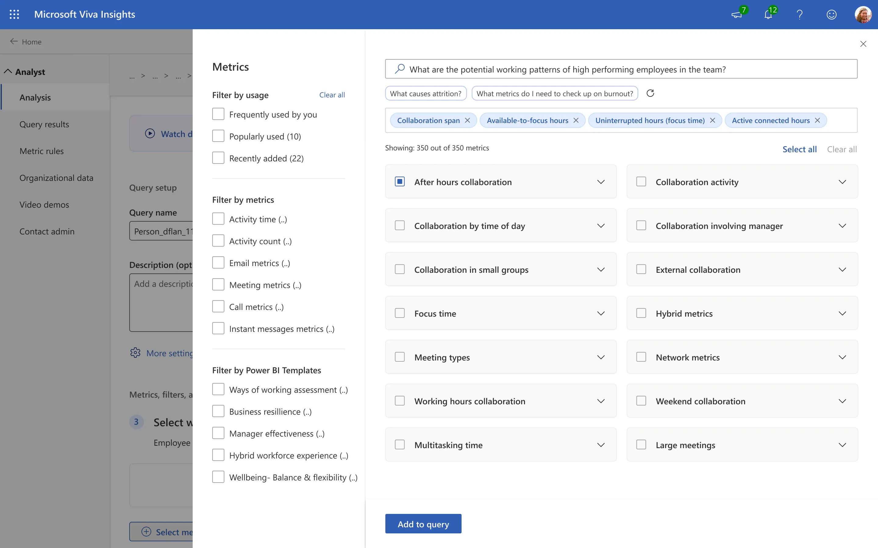 Metric suggestions image