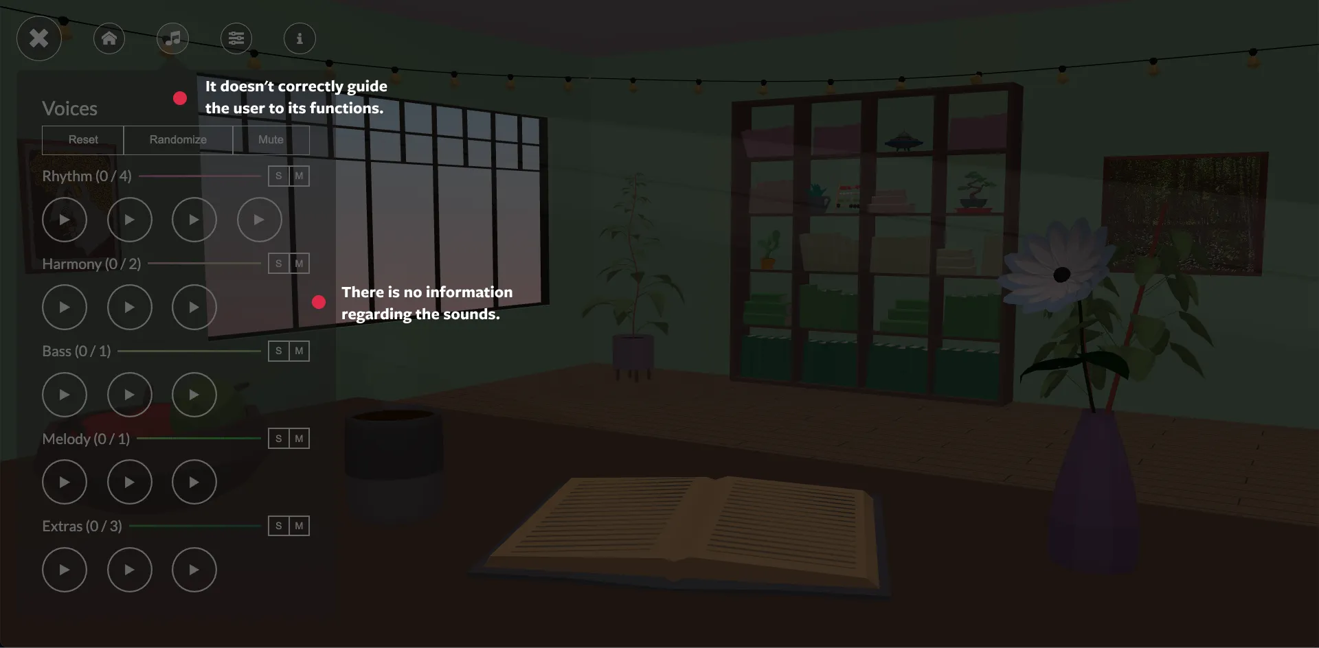 Soundscape World interface with heuristic highlights