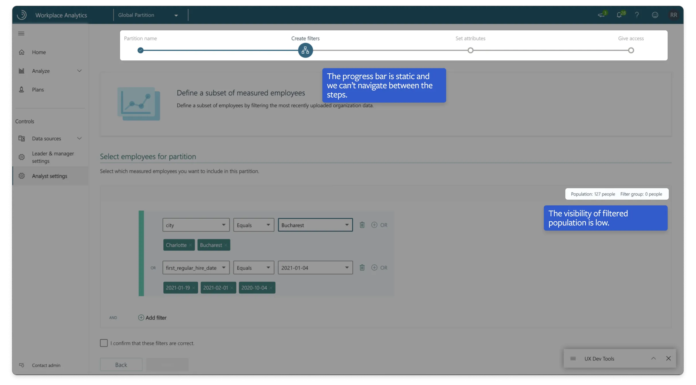 Selecting employees in WPA highlighted issues