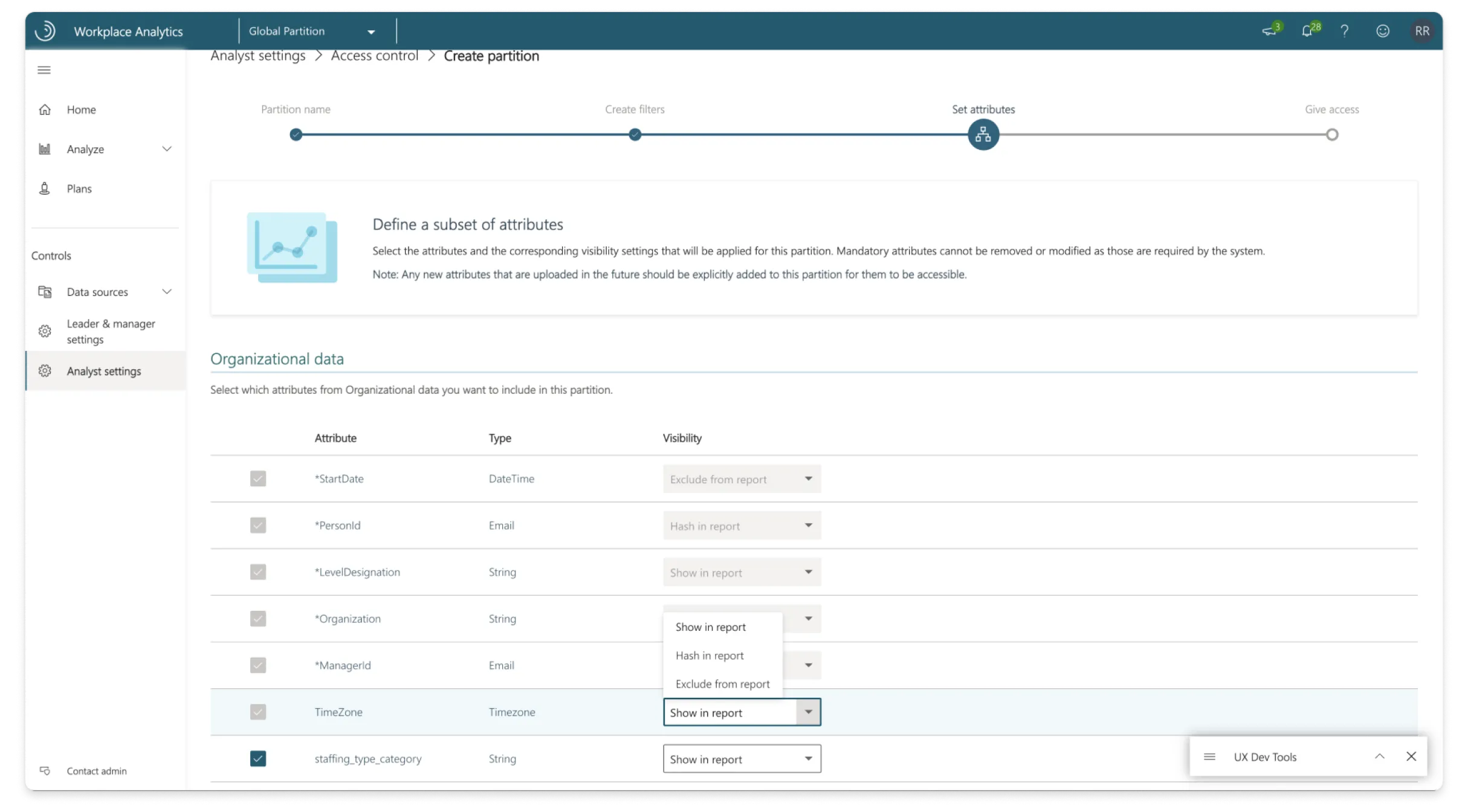 Selecting attributes in WPA